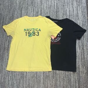 Nautica Men’s Medium Yellow Black Short Sleeve T-Shirts Lot of 2 Nautical Sailin